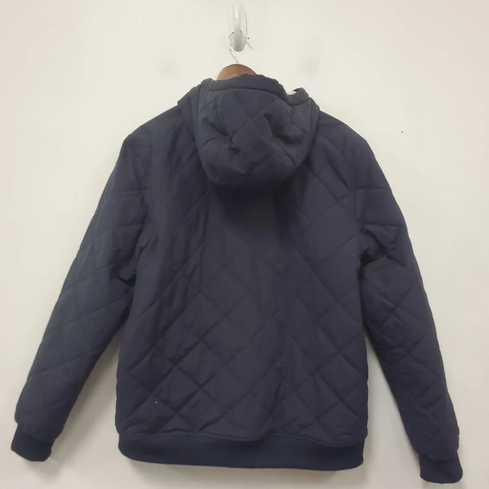 North Face Mens Cuchilla Quilted Jacket Size L Blue Insulated Fleece Lined Hood